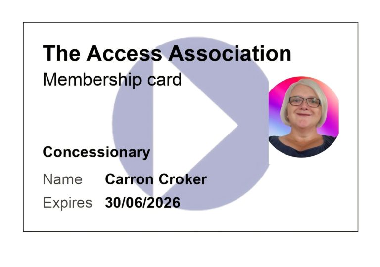 The Access Association Membership card